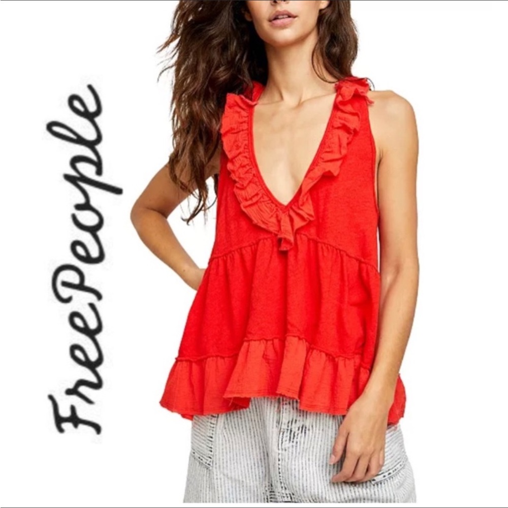 FREE PEOPLE NWT IBIS TANK SZ XL - RED